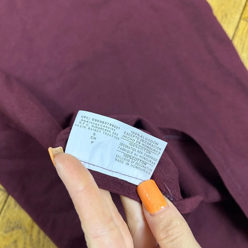 Champion Mens Short Sleeve‎ T-Shirt Maroon Burgundy Cotton Crew Neck Small S - Picture 5 of 5